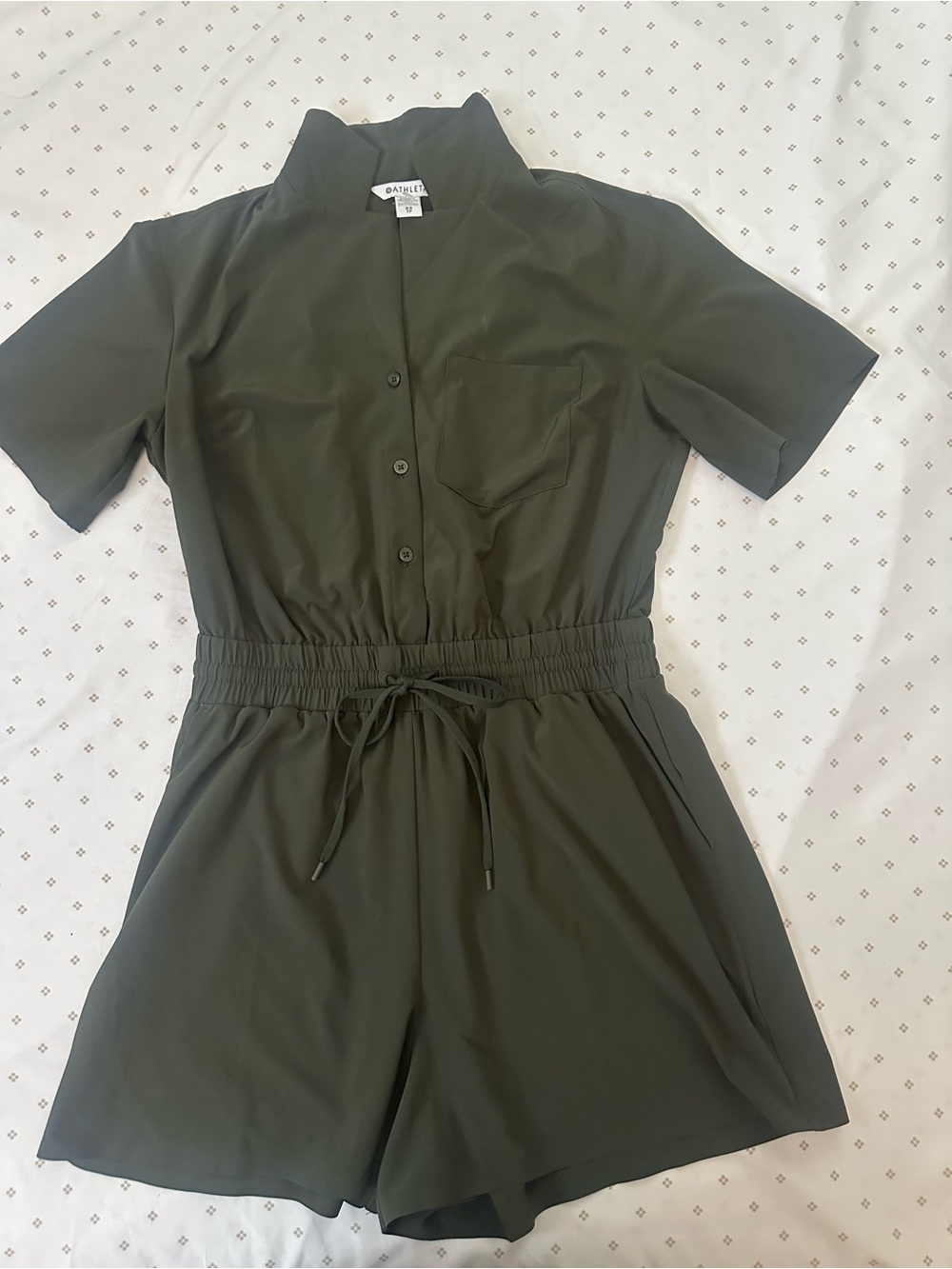 Athleta Olive Green Button-Front Romper